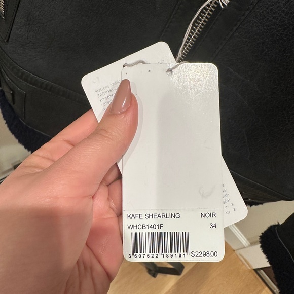 Zadig & Voltaire "Kafe” Shearling Leather Jacket Coat - Picture 9 of 14